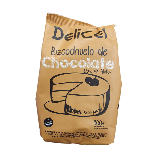 Premezcla bizcochuelo chocolate 500gr - Delicel