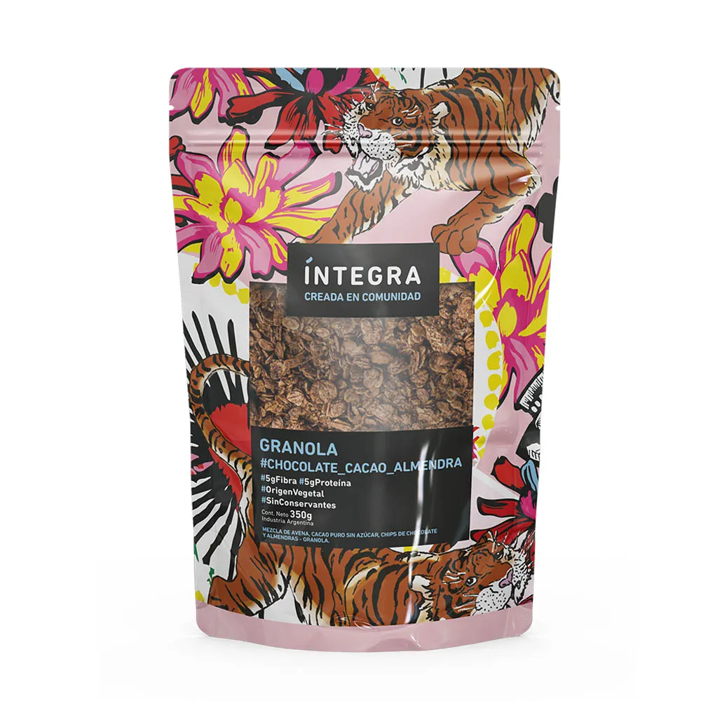 Granola chocolate, cacao, almendra x 350 gr- Íntegra